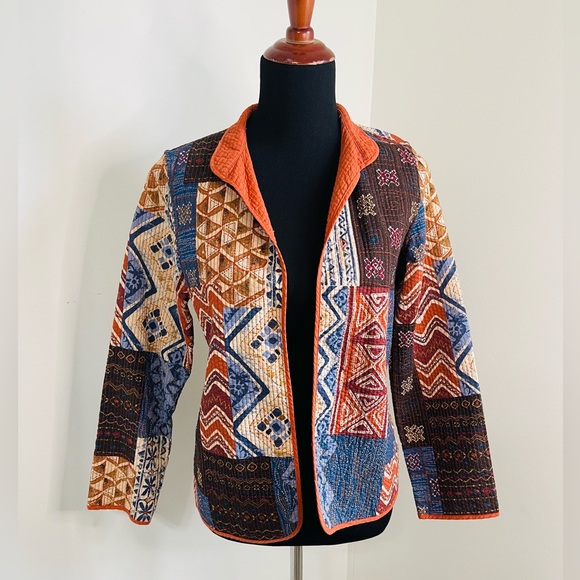 Size 8 Alfred Dunner womens open front patchwork quilted lightweight blazer jack - Picture 1 of 7